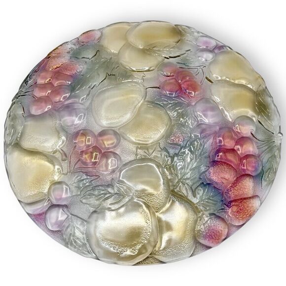 Indiana Glass Rainbow Garden Fruit Textured Glass Round Serving Platter - Picture 9 of 13